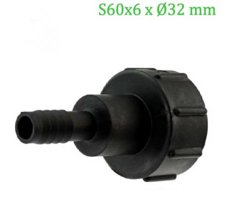 Adaptér na IBC nádrž, závit S60x6 s prípojkou na hadicu S60x6 x priemer 32 mm ECONOM
