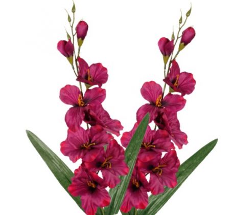 Umelá gladióla saténová burgundy 64 cm, pohľad zblízka