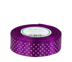 Stuha saténová violet s bodkami 2,5 cm / 1 m