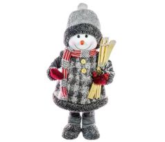Dekorácia MagicHome Vianoce, Snehuliak dievča s lyžami, 50 cm