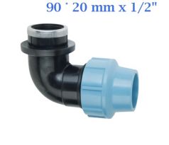 PE Koleno 90° s vnútorným závitom 20 mm x 1/2 "