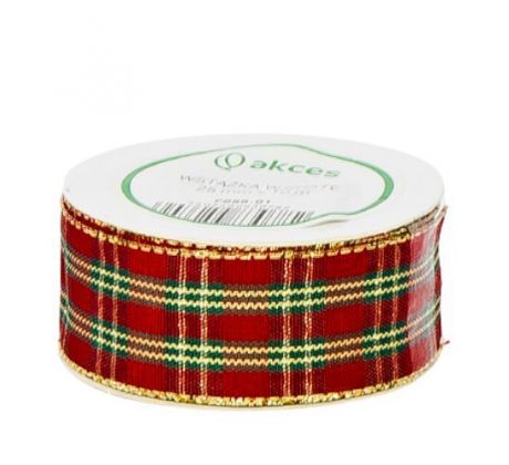 Stuha vianočná károvaná 25 mm/10 m