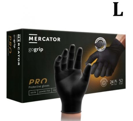 Rukavice jednorázové nitrilové čierne MERCATOR GOGRIP vel. L / 1 pár