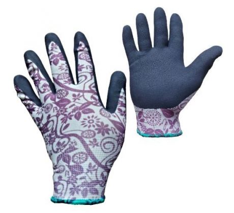 Rukavice PINTAIL navy 08/M, nylon/latex, fialové