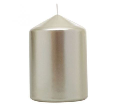 Sviečka MagicHome Vianoce, 7x10 cm, valcová, šampaň, metalický efekt
