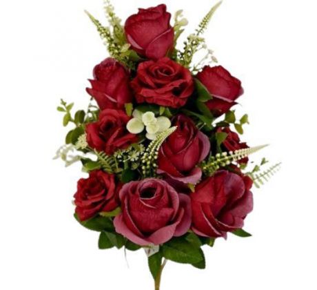 Umelá kytica ruža bordová ležiaca 54 cm