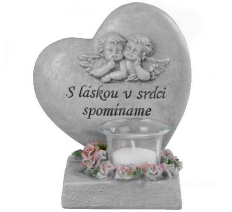 Dekorácia na hrob Anjel so srdcom 15,5 cm
