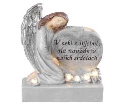 Dekorácia na hrob Anjel so srdcom LED 17,5 cm