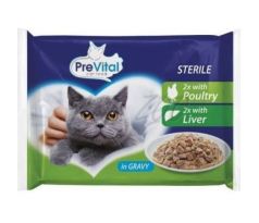 PreVital Cat Sterile hydina a pečeň v omáčke 4 x 100 g