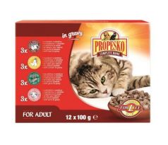 PROPESKO mačacie kapsičky hovädzie, kura, zverina, jahňa 12 x 100g