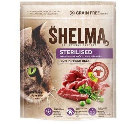 SHELMA Sterilised s čerstvým hovädzím mäsom 1,4 kg