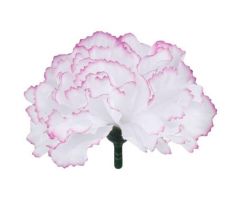 Umelý karafiát biely s fialovým okrajom 8 cm