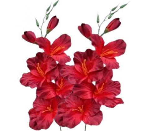 Umelá gladióla saténová červenočierna 54 cm