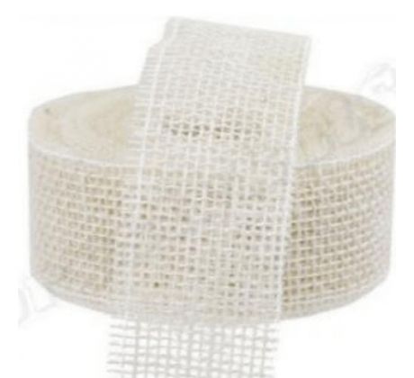 Jutová stuha biela 4 cm / 1 m