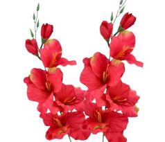 Umelá gladiola saténová červenozelená 54 cm