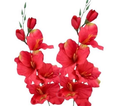 Umelá gladiola saténová červenozelená 54 cm
