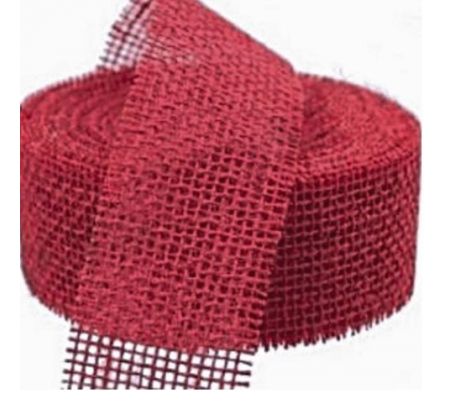Jutová stuha prírodná červená 4 cm / 1 m