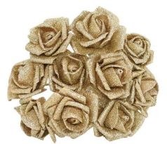 Ružičky zlaté glitrové 3,5 cm / 12 ks