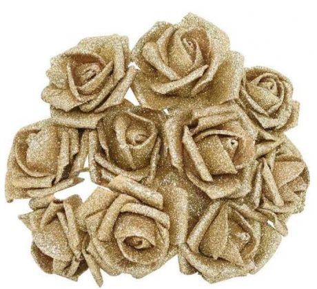 Ružičky zlaté glitrové 3,5 cm / 12 ks