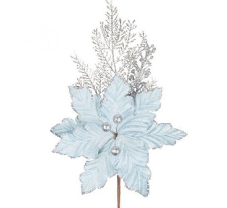 Vetvička s kvetom modrostrieborná 27 cm