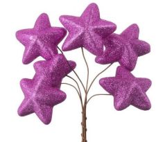 Hviezdičky fialové glitrové zväzok 6 ks