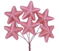 Hviezdičky ružové glitrové zväzok 6 ks