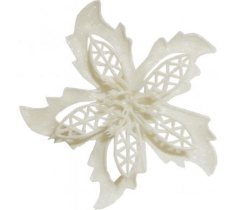 Vianočná ruža biela so štipcom 9 cm