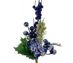 Umelá vianočná halúzka modrá 28 cm